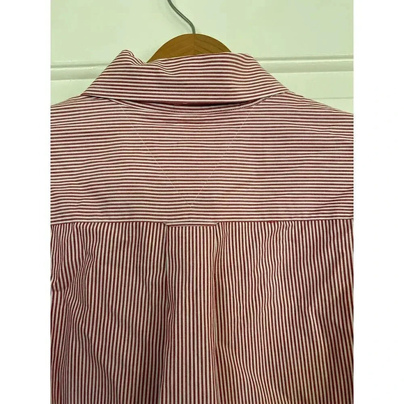 Tommy Hilfiger Men's Red Striped Super Oversize Button Down Shirt Size 16 1/2 35 - Picture 5 of 8